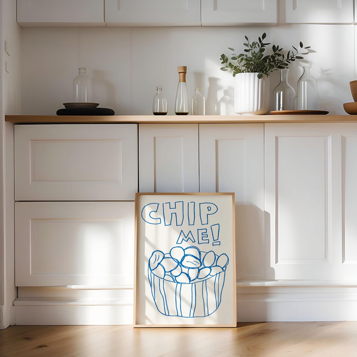 Chip Me Blue Outlined Letters Bucket Of Fries Fun Snack Quote Poster - Image 2
