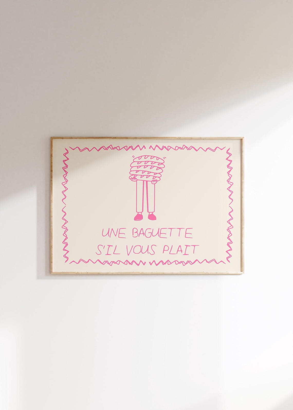 Une Baguette Sil Vous Plait Pink French Bakery Line Art Poster - Image 3
