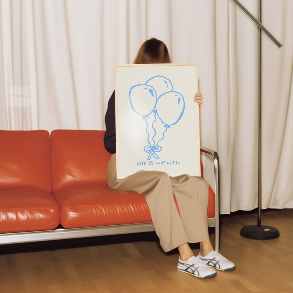 Life Is Fantastic Blue Balloon Line Drawing Quote Wall Decor Poster - Image 4