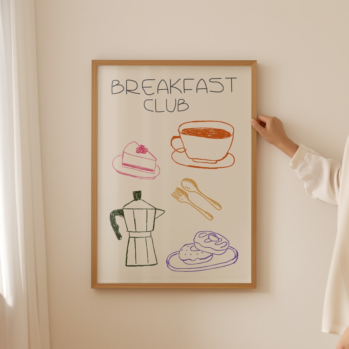 Breakfast Club Colorful Morning Icons Coffee Moka Pot Kitchen Poster - Image 4