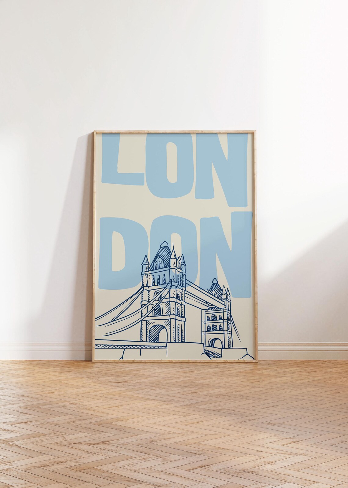 London Tower Bridge Vintage Blue Retro Travel Landmark Wall Poster - Image 2