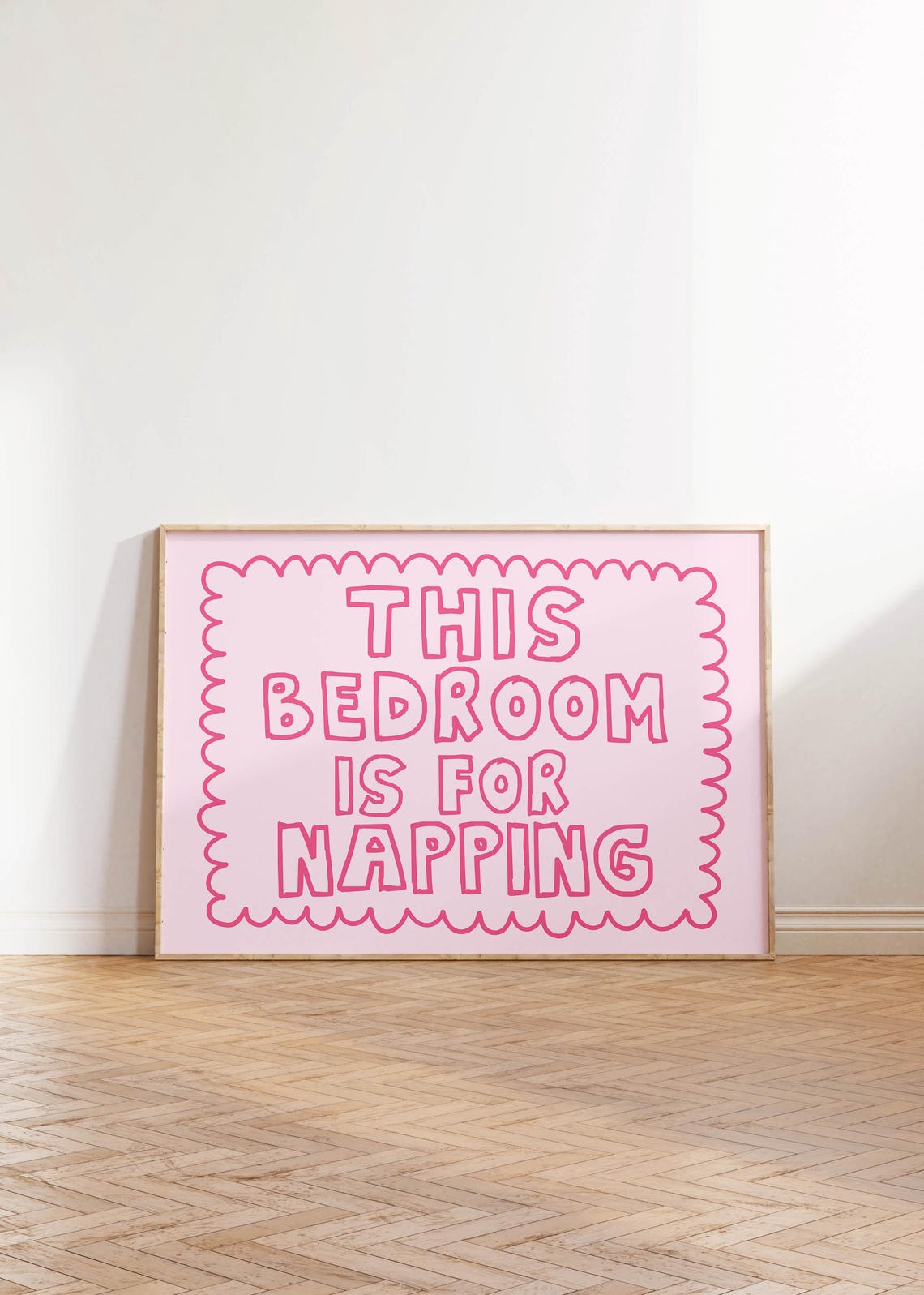 This Bedroom Is for Napping Horizontal Poster Pink Bubble Letter Art - Image 3