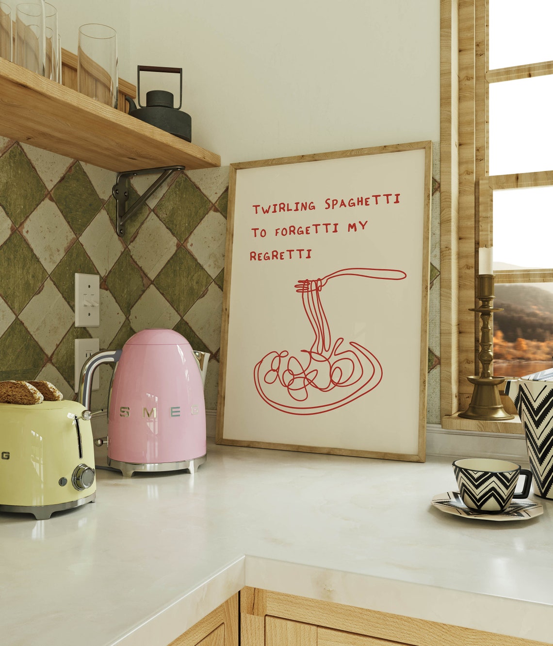 Twirling Spaghetti to Forgetti My Regretti Funny Pasta Poster - Image 2