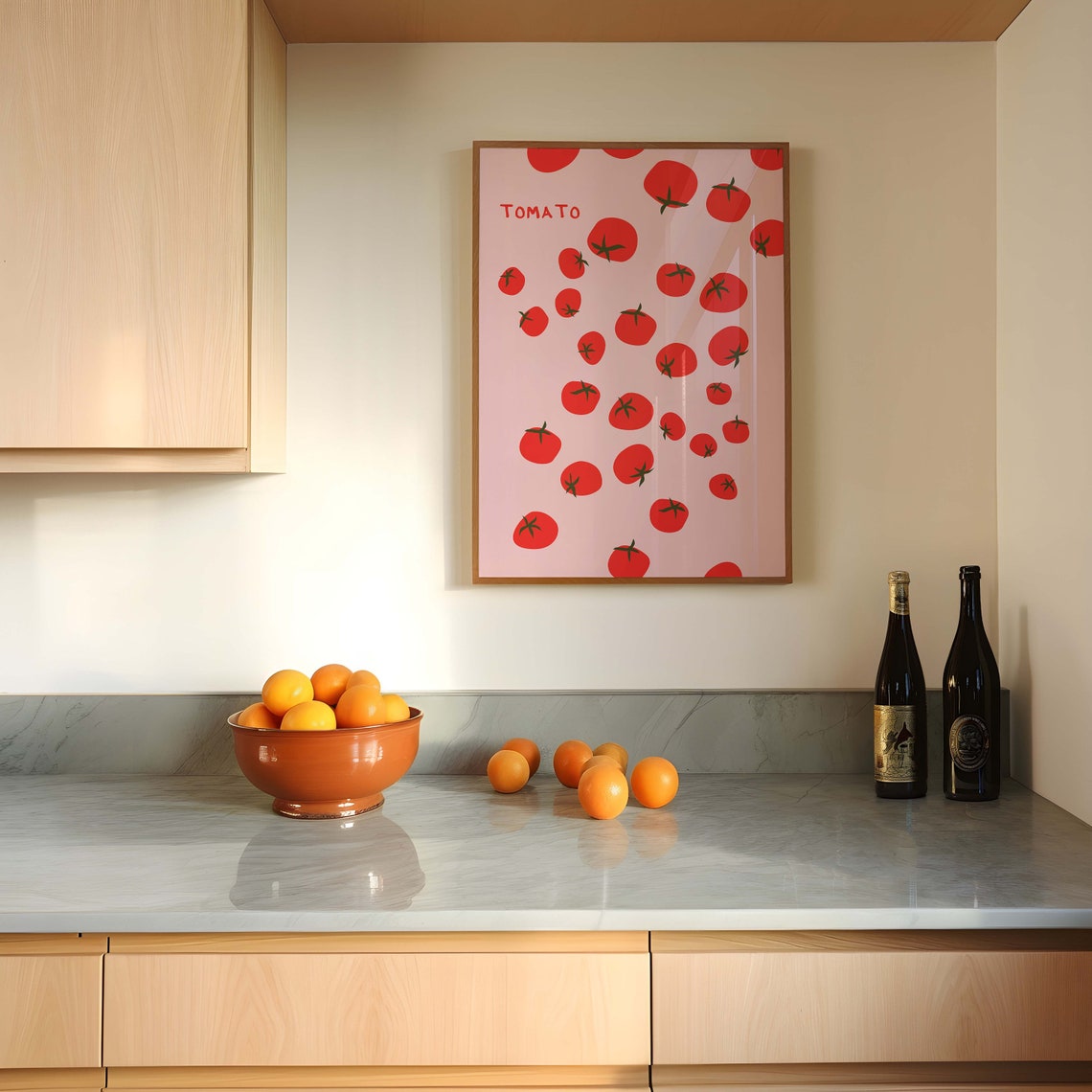 Tomato Red Pattern On Pink Playful Kitchen Food Decor Poster - Image 4