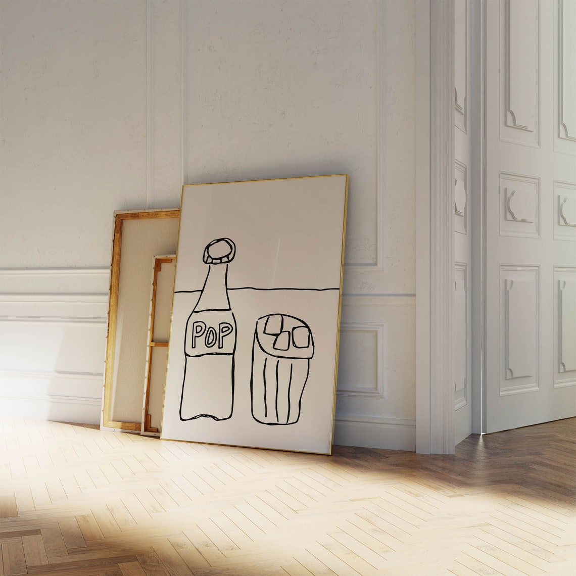 Pop Soda Bottle Line Art Retro Kitchen Minimalist Sketch Poster - Image 2