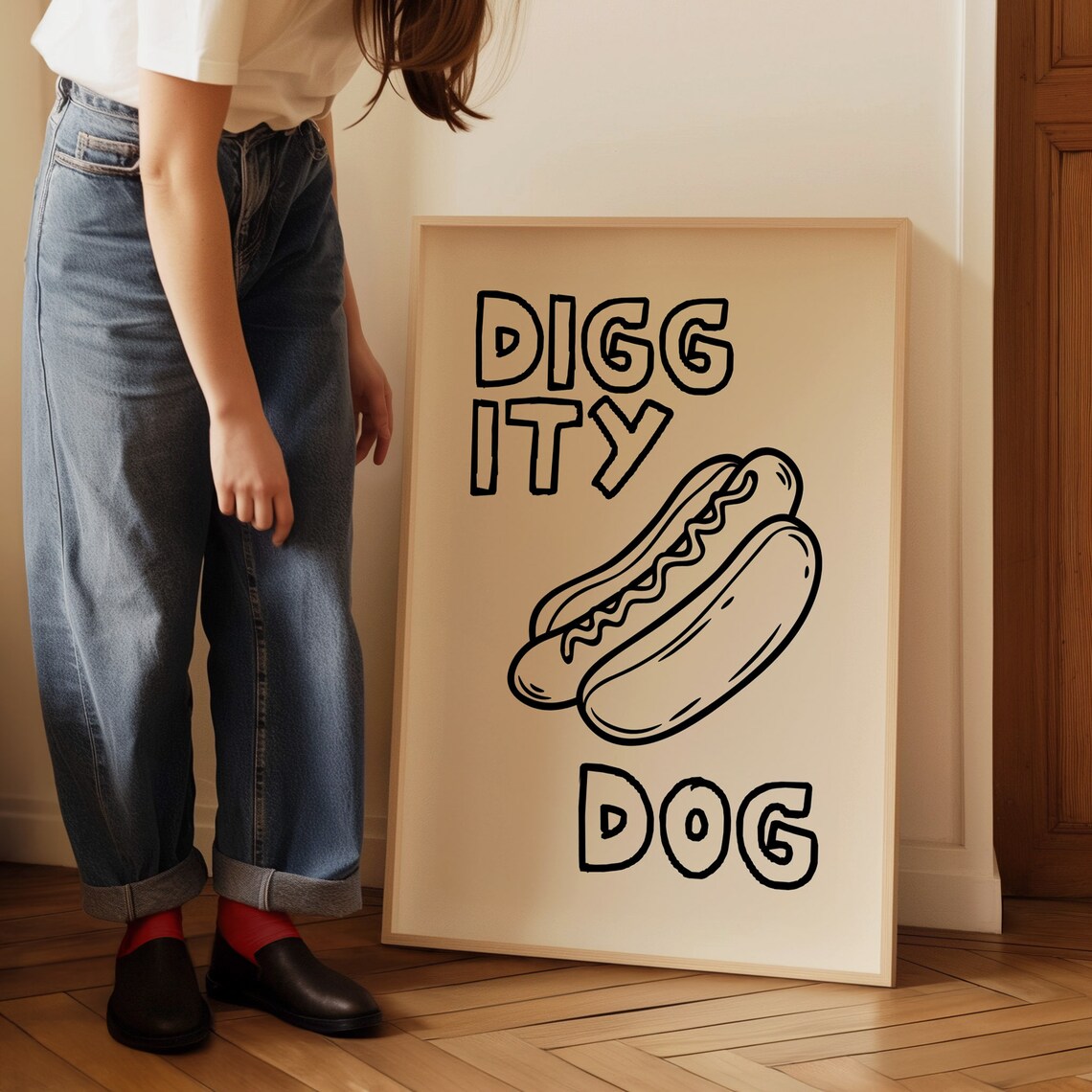 Hot Dog Poster, Minimalist Retro Food Art Print - Image 2