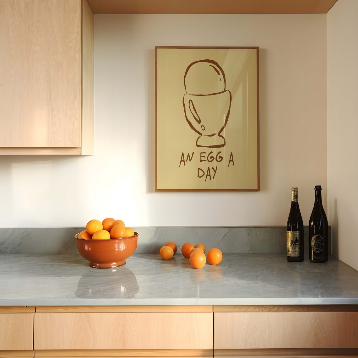 An Egg A Day Fun Egg Cup Breakfast Food Quote Kitchen Poster - Image 2