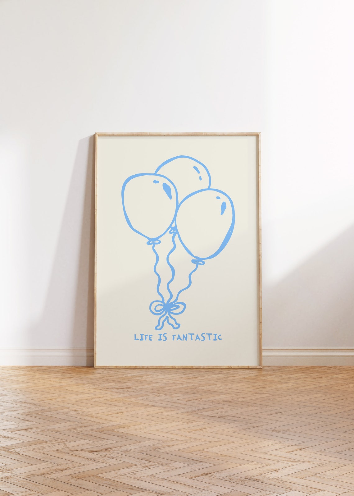 Life Is Fantastic Blue Balloon Line Drawing Quote Wall Decor Poster - Image 3