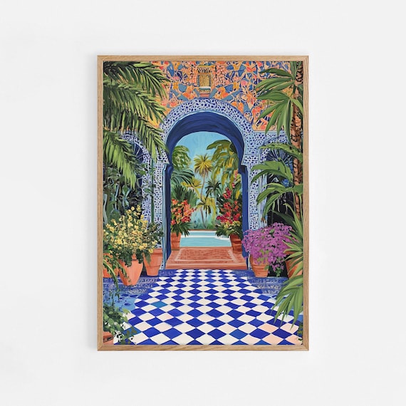 Majorelle Garden Morocco Travel Art Print Original Colourful Wall Home Decor Housewarming Gift Moroccan 886