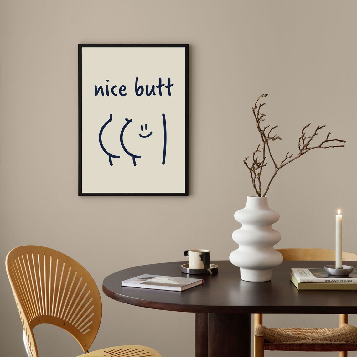Nice Butt Wall Print Funny Toilet Poster Retro Bathroom Wall Decor Print Prints Large Art - Image 3