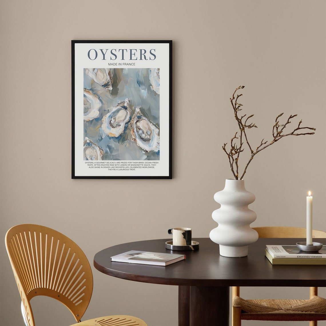 Oysters Made In France Blue Grey Shells Seafood Kitchen Poster - Image 4