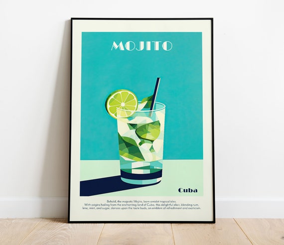 Mojito Cocktail Print Retro Kitchen Wall Art