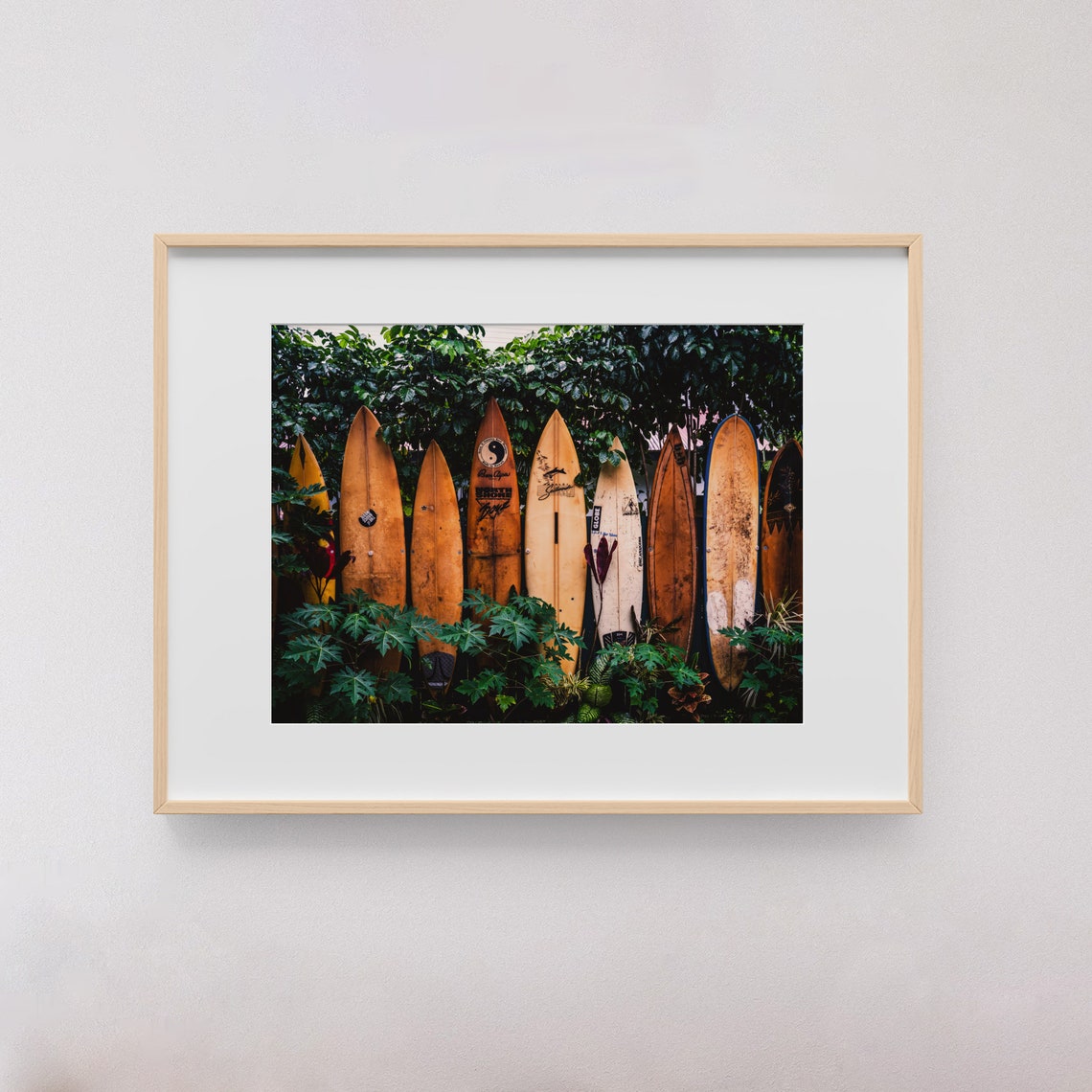 Vintage Surfboards Tropical Greenery Retro Beach Photo Art Poster - Image 2