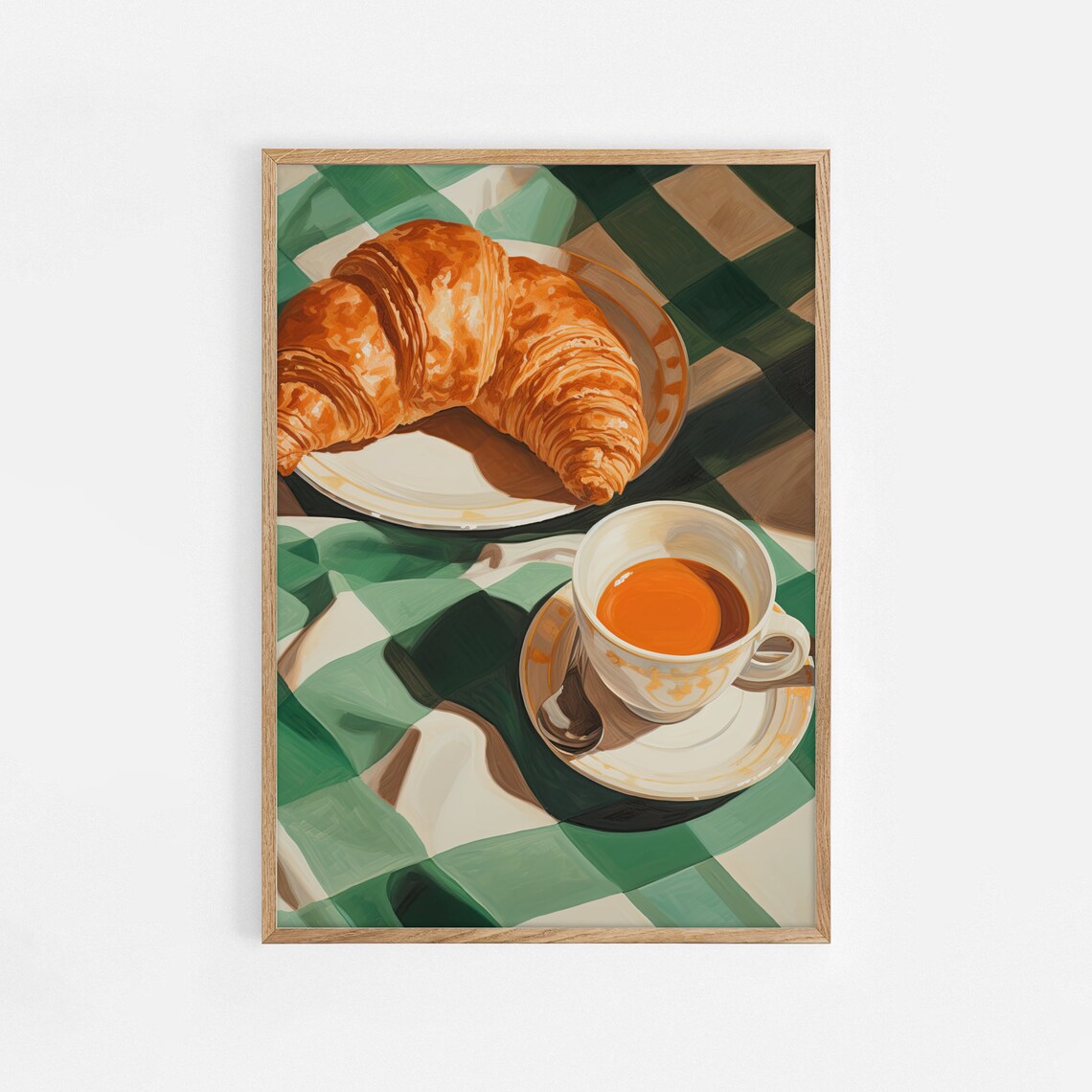 Coffee and Croissant, Contemporary Kitchen Art Print
