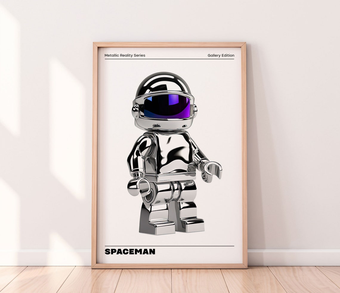 Chrome Metallic Spaceman Astronaut Figure Pop Art Wall Poster - Image 4