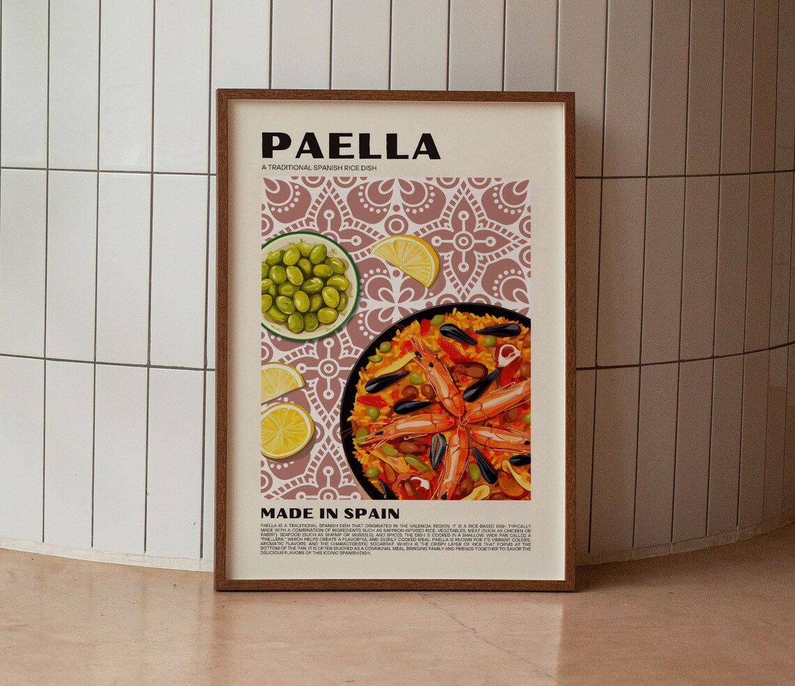 Paella Art Print, Spain Cuisine and Valencia Poster - Image 4