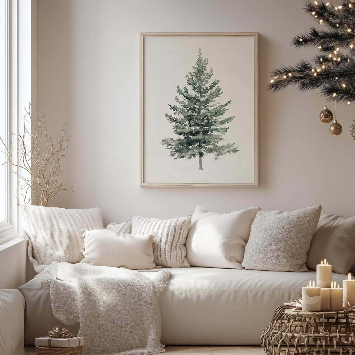 Evergreen Pine Tree Minimalist Winter Watercolor Nature Poster - Image 4