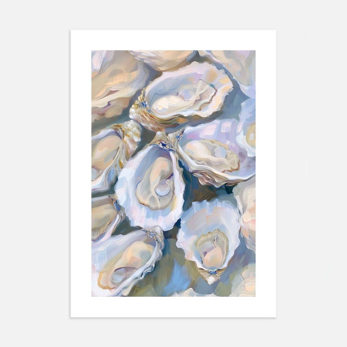 Pastel Oyster Shells Coastal Beachy Abstract Shell Art Poster - Image 3