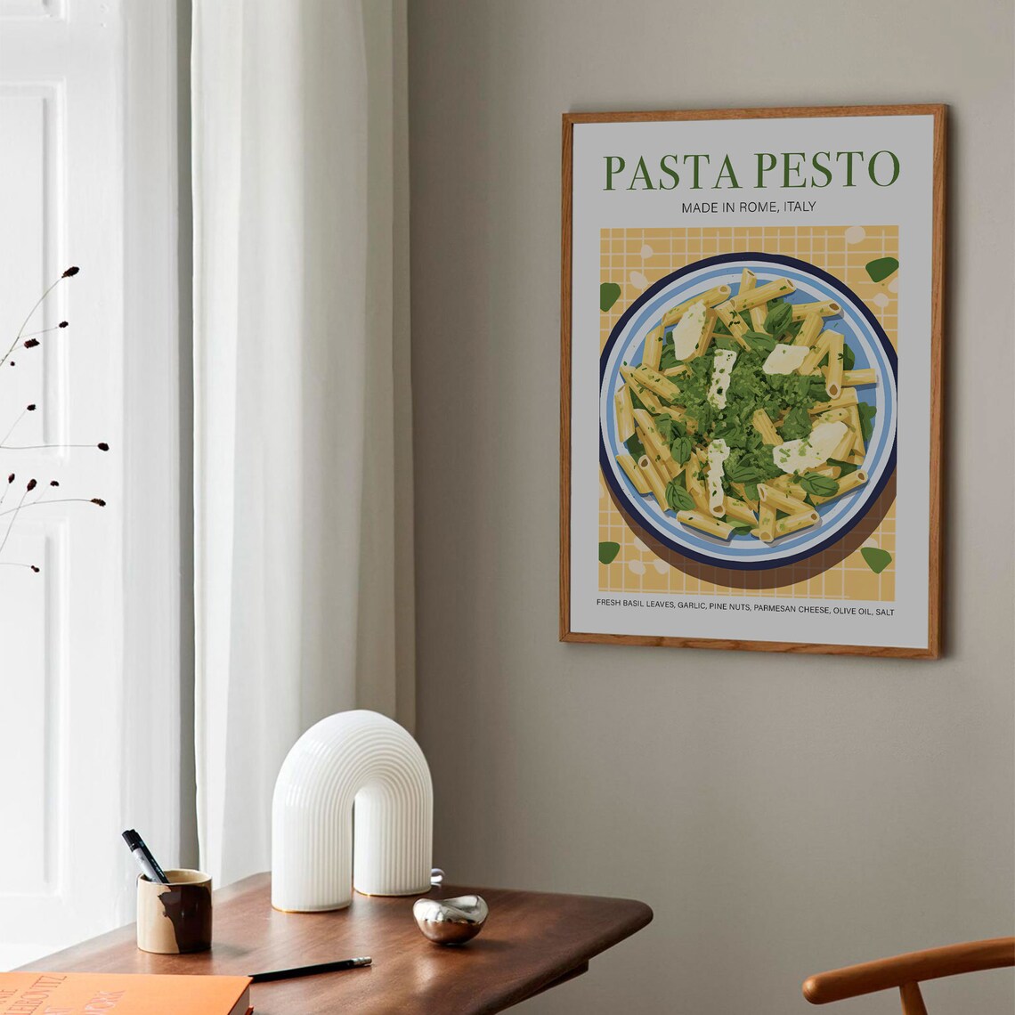 Pasta Pesto Italy Souvenir Kitchen Art Print - Image 3