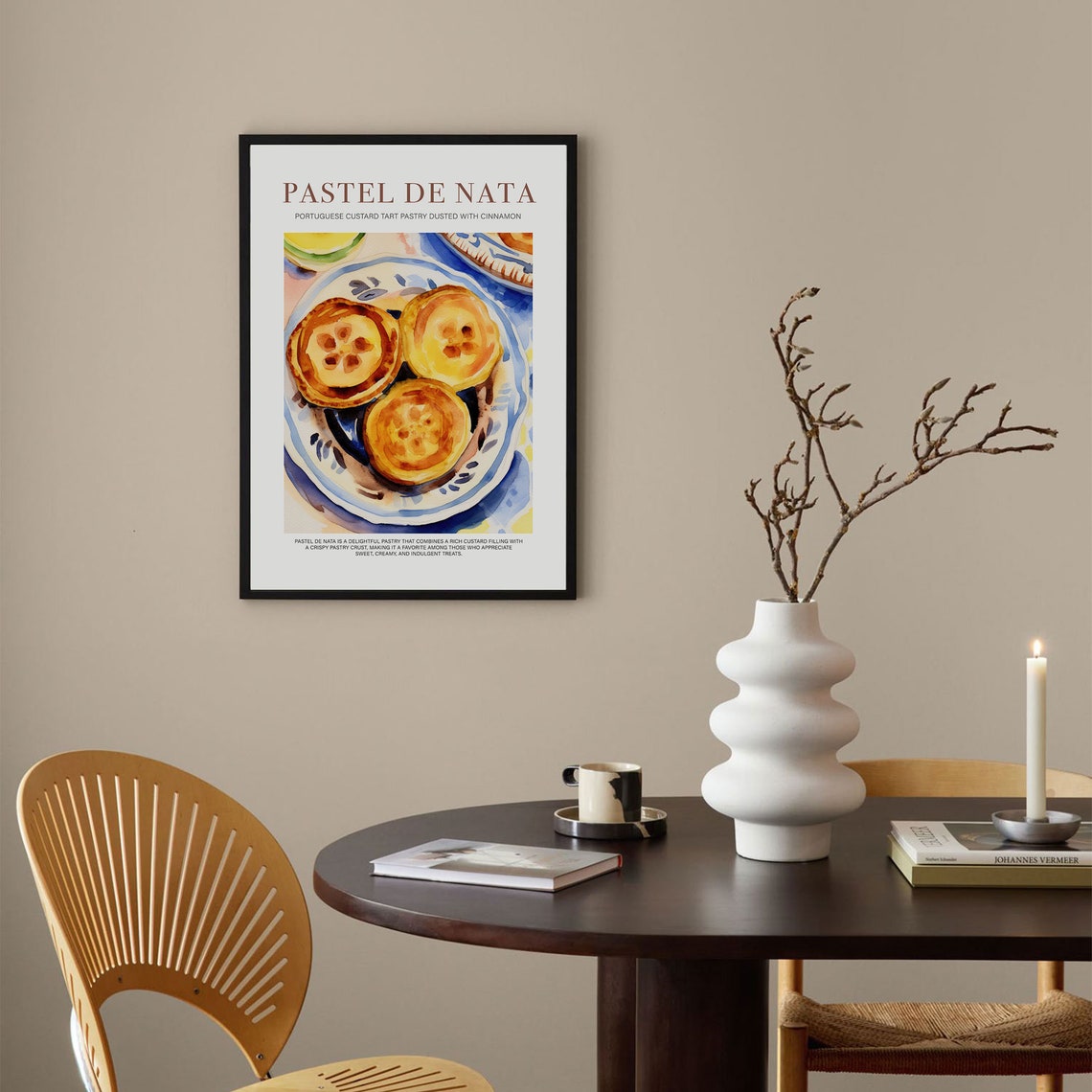 Pastel De Nata Portuguese Custard Tart Watercolor Kitchen Food Poster - Image 3