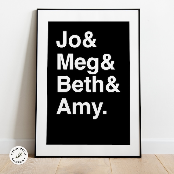 Little Women Characters Jo Meg Beth And Amy Typography Book Lover Poster