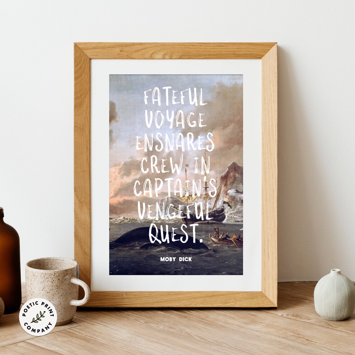 Moby Dick Fateful Voyage Captains Vengeful Quest Whale Hunt Art Print - Image 2