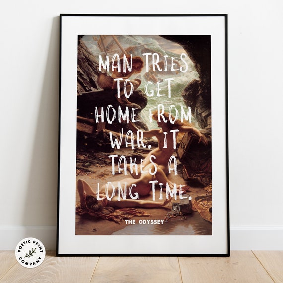 The Odyssey Poster One Sentence Summary For Homers Epic Gift For Book Worm Art Print Book Art Library Gift Book Poster Art