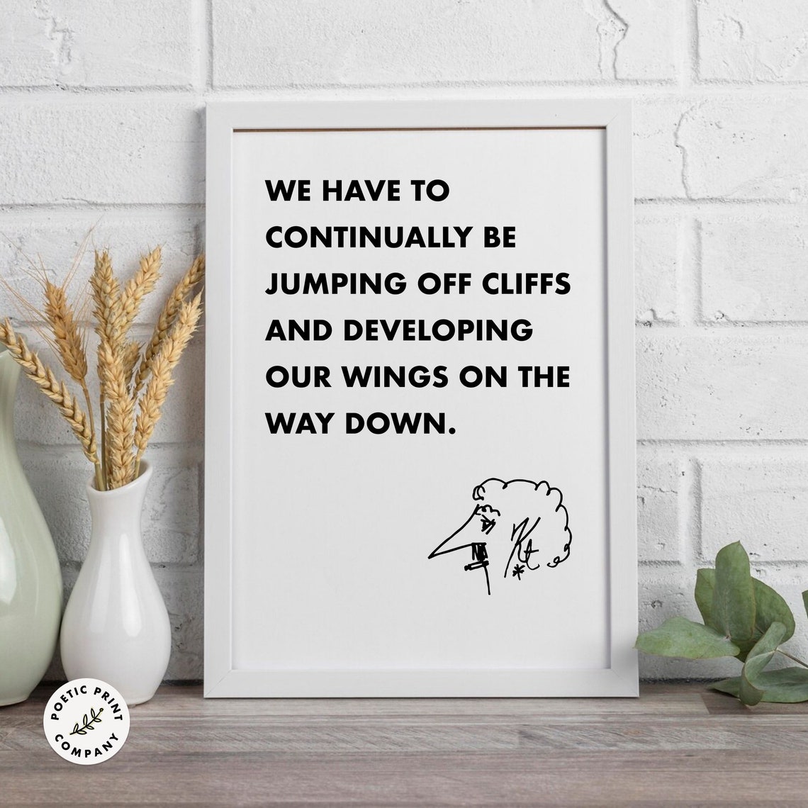 Kurt Vonnegut Quote We Have To Continually Be Jumping Off Cliffs Gift For Book Lovers Library Poster Book Worm Gift Wall Art - Image 5