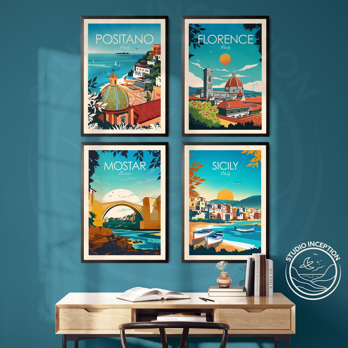 Mostar Bosnia Stari Most Old Bridge River Vintage Travel Poster - Image 2