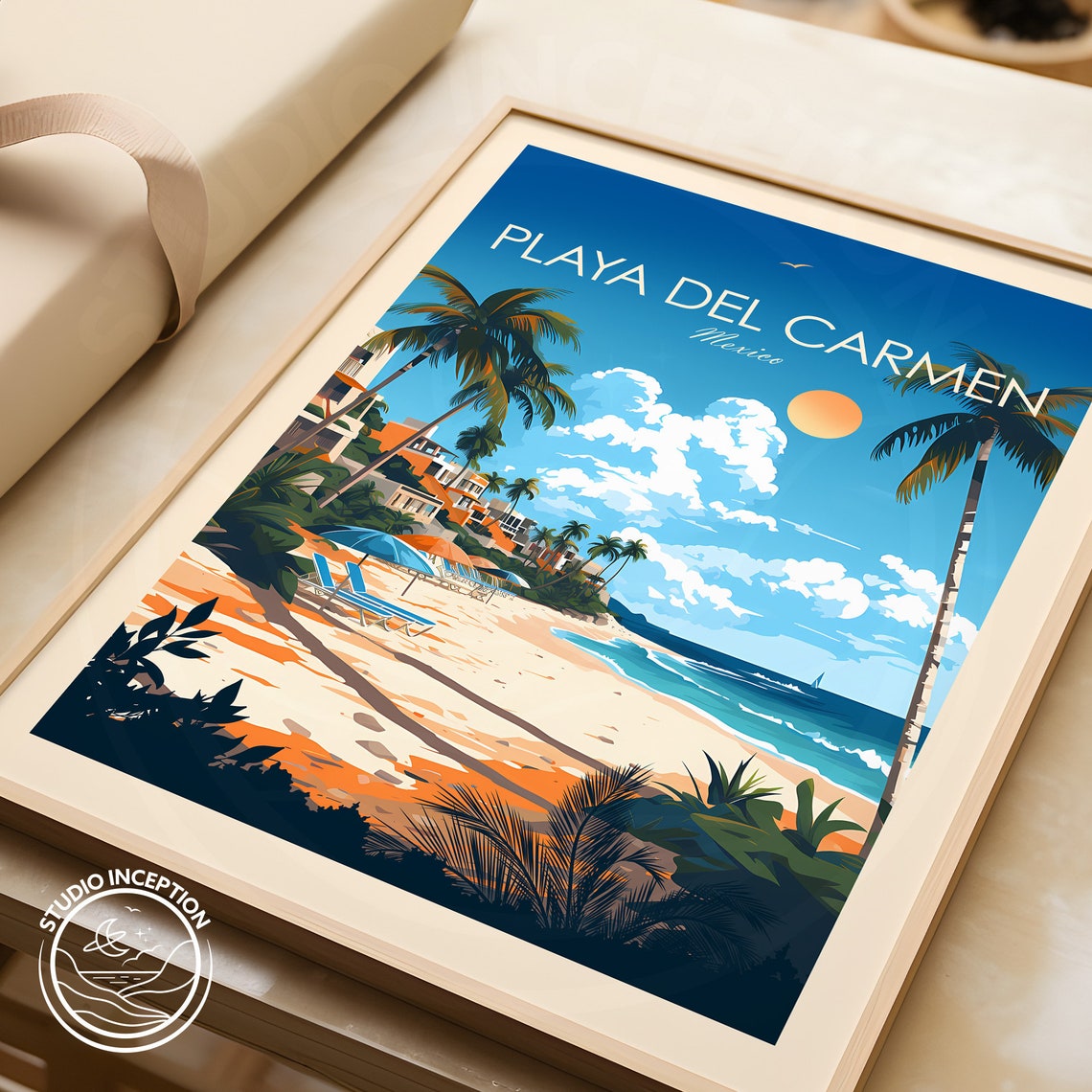 Playa Del Carmen Mexico Caribbean Beach Palms Resort Travel Poster - Image 3