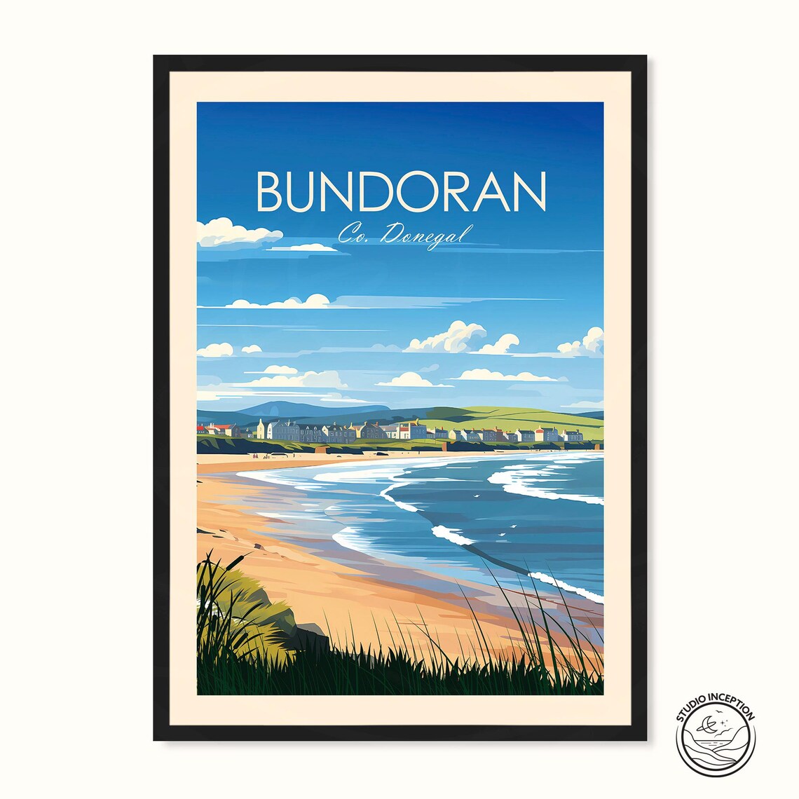 Bundoran Beach, Donegal Travel Poster Art Print
