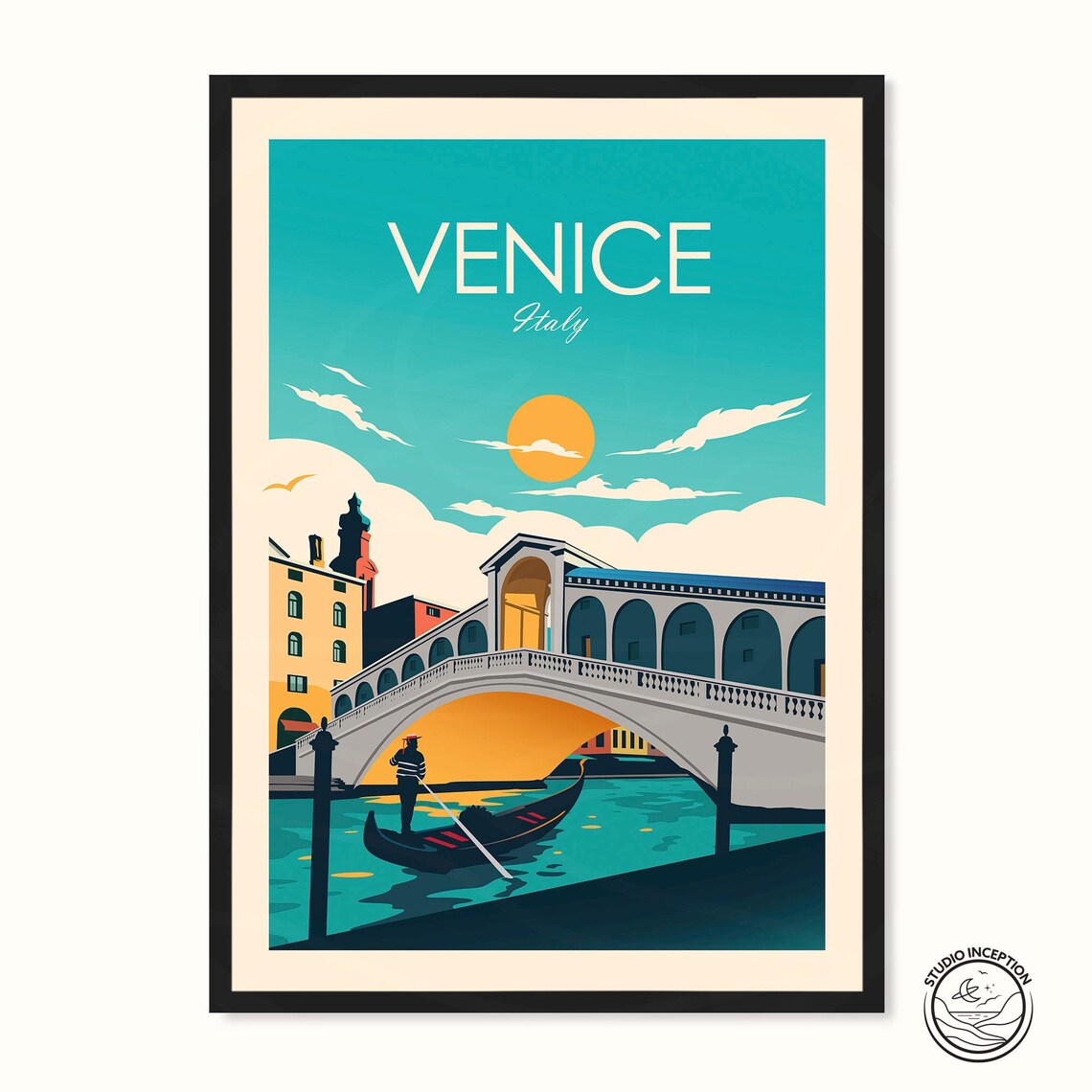 Venice Italy Travel Poster, Living Room Wall Art