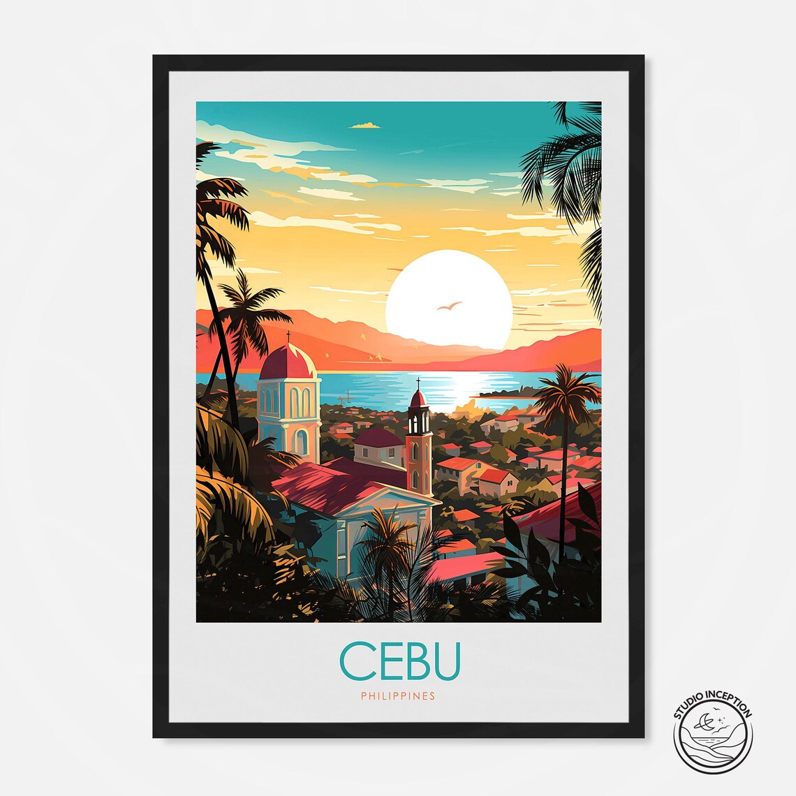 Cebu Philippines Travel Poster, Asia Wall Decor