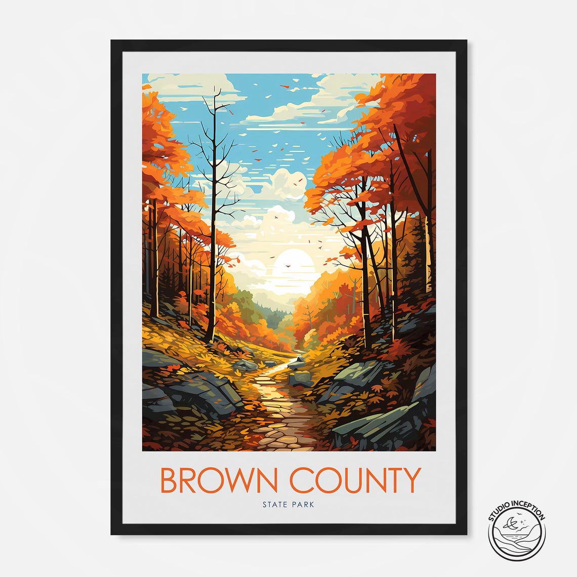 Brown County State Park Indiana Autumn Forest Trail Fall Poster