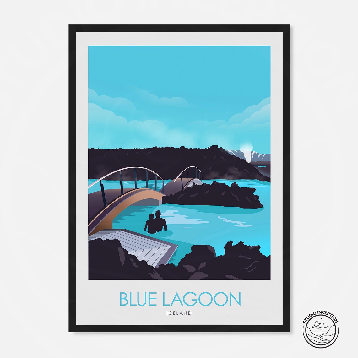 Iceland Travel Print, Blue Lagoon Romantic Poster