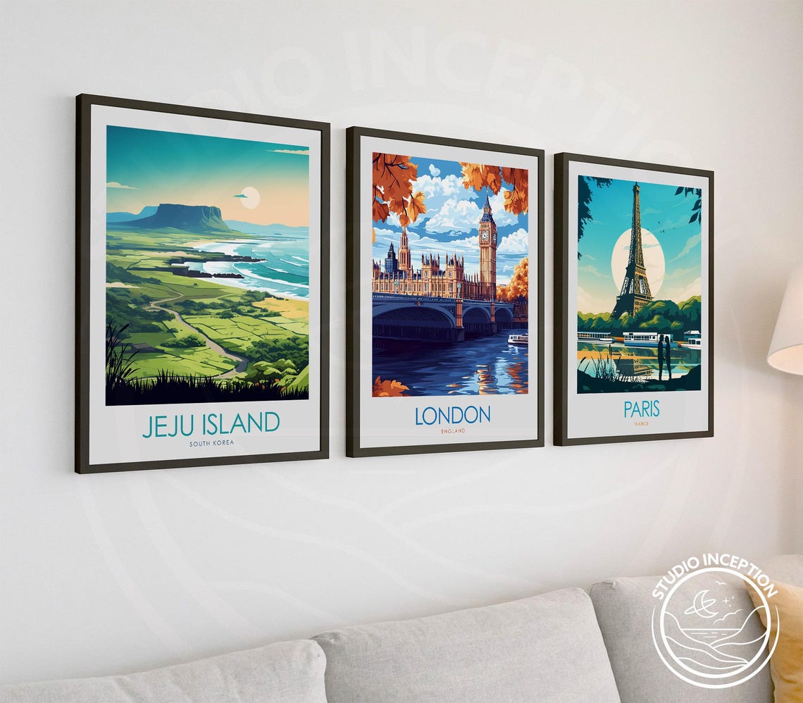 Jeju Island Art Print South Korea Poster Print Korea Travel Gift Jeju Wall Art Asia Art Print Jeju Island Travel Print With Custom Text - Image 3