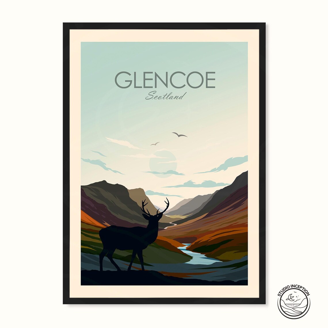 Glencoe Travel Poster, Scotland National Park Art Print