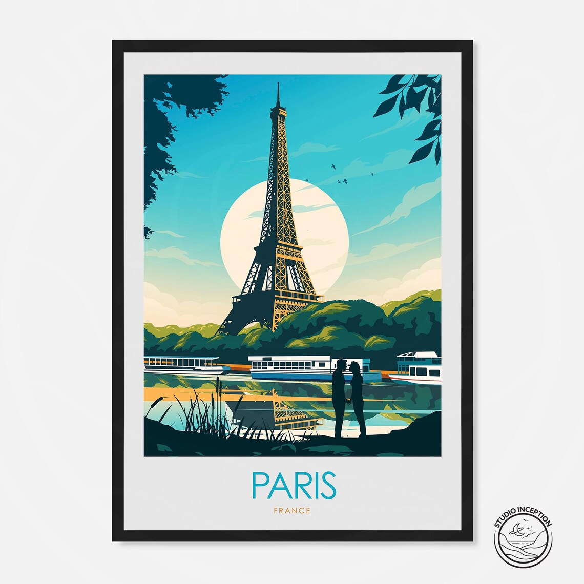 Paris Print Featuring Eiffel Tower Travel Poster