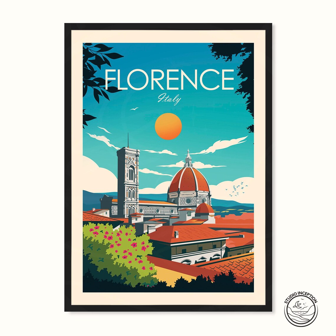Florence Cathedral Italy Travel Poster Art Print