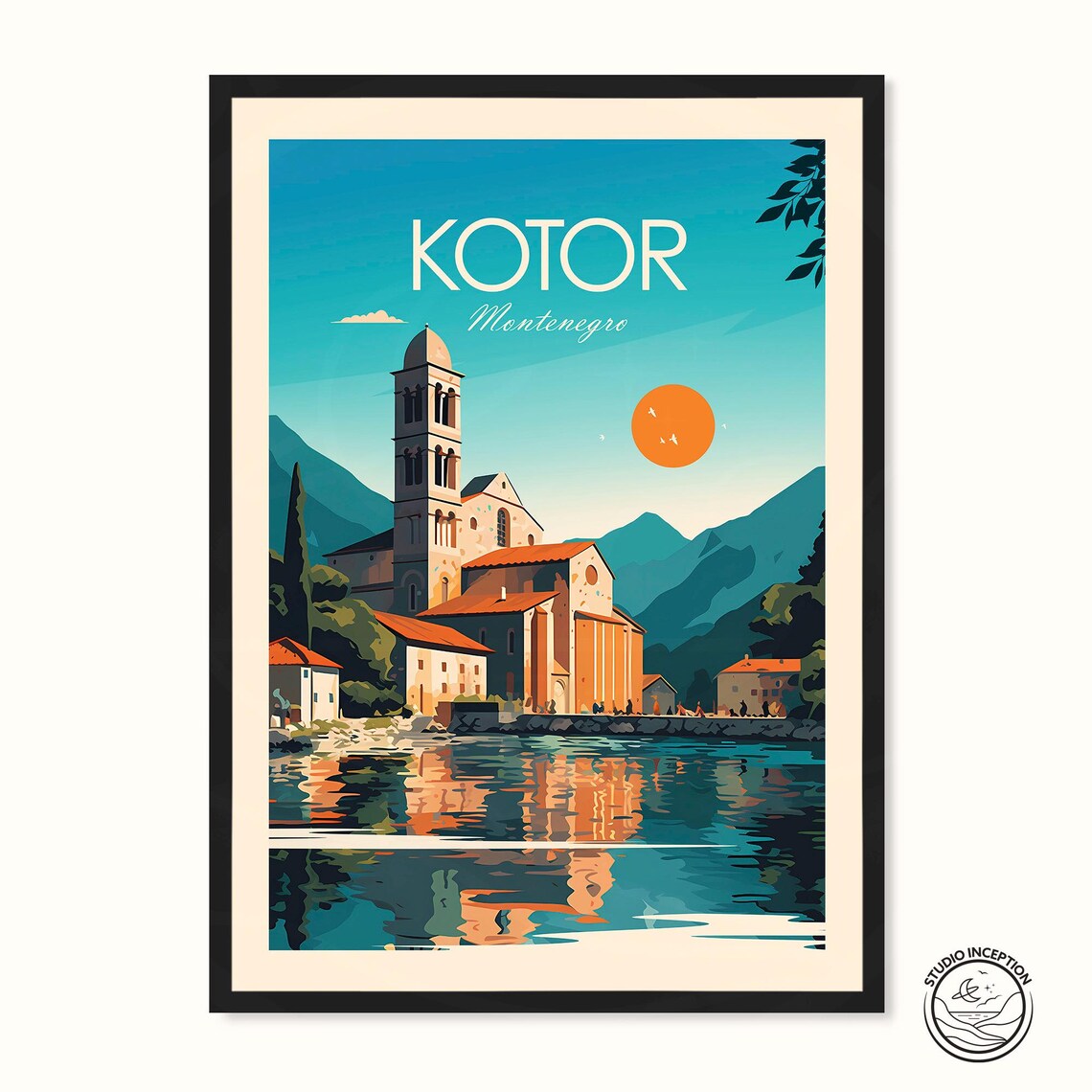 Kotor Montenegro Travel Poster, Landscape Art Print