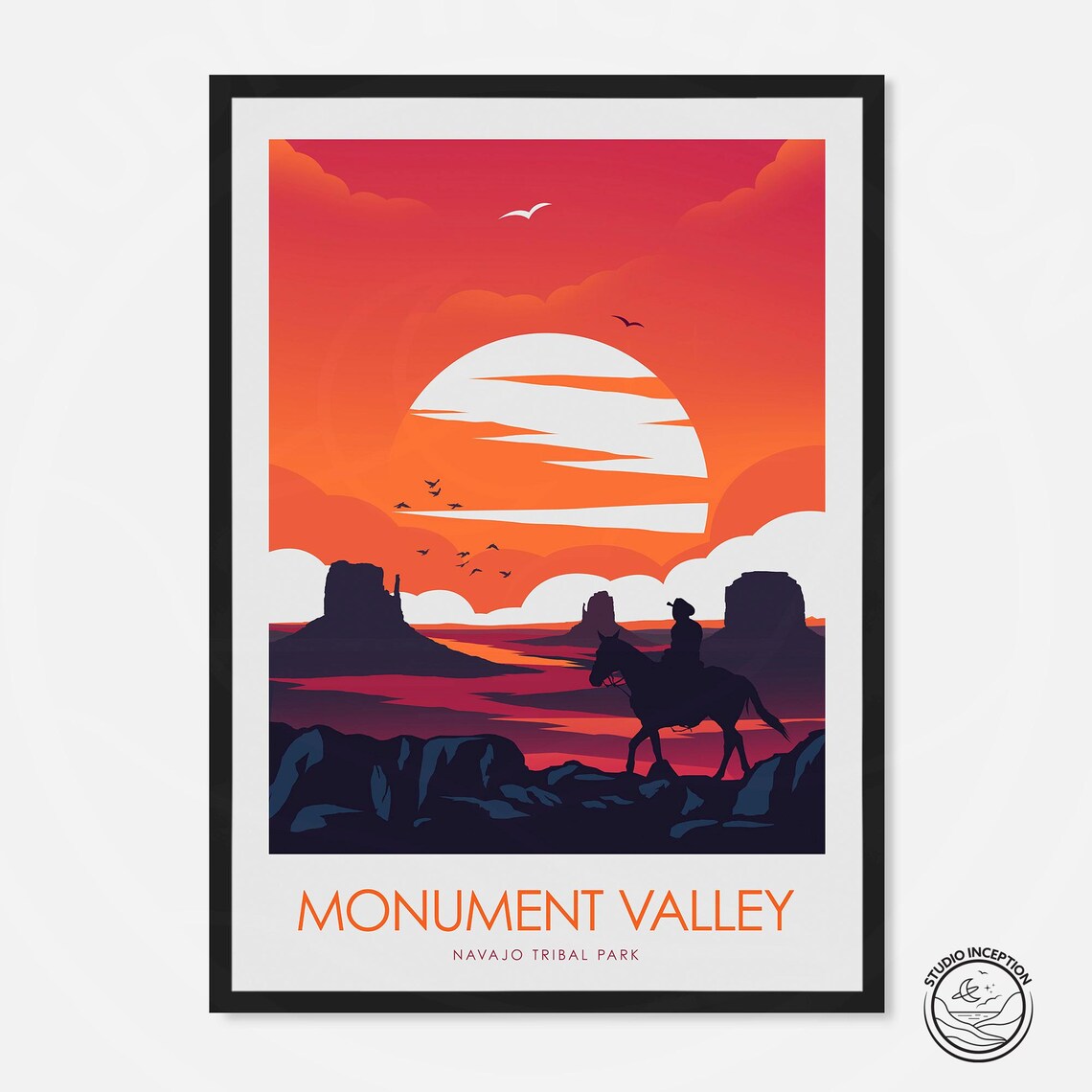 Monument Valley Travel Poster, Southwest Landmark