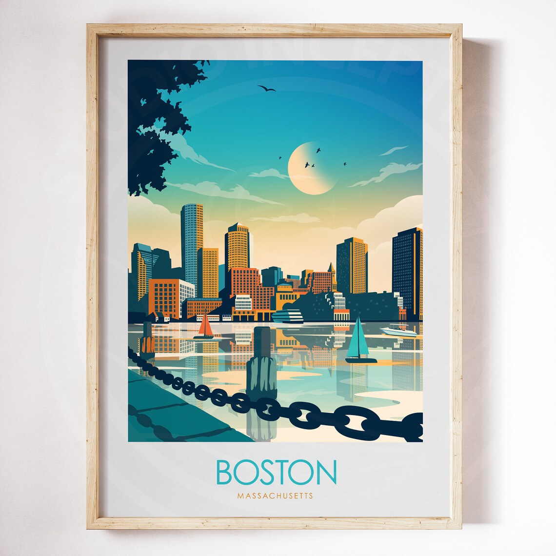 Boston Minimal Style Travel Poster, Massachusetts - Image 3
