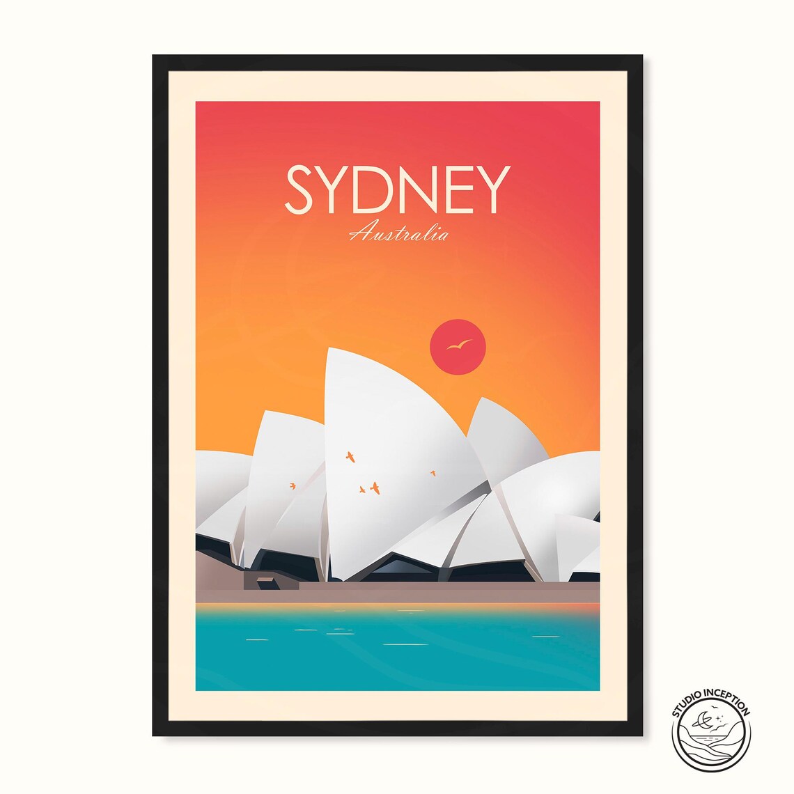 Sydney Australia Traditional Travel Poster, Opera House