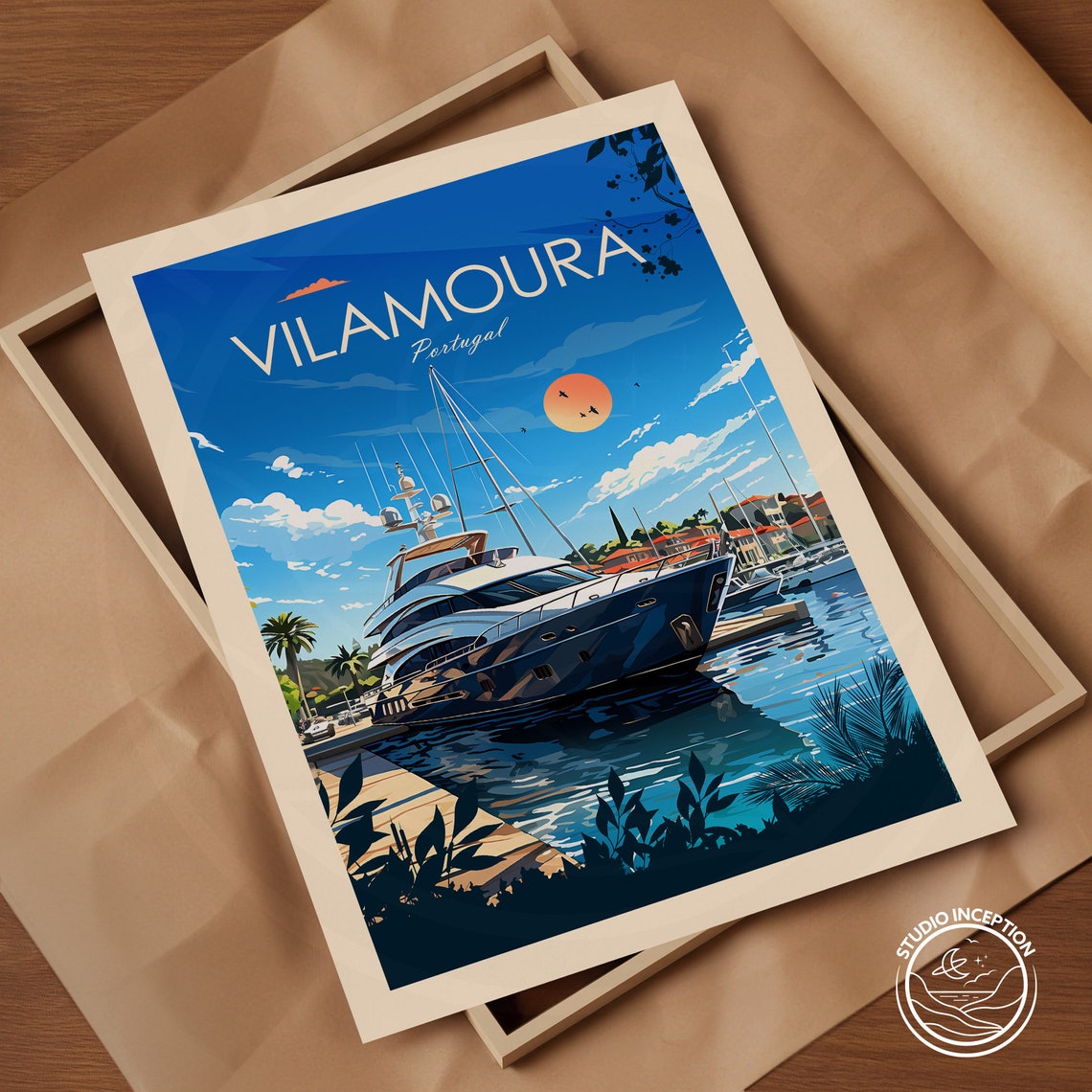 Vilamoura Traditional Travel Print Portugal Poster Algarve Wall Art Vilamoura Travel Art Custom Travel Gift Vilamoura Home Decor - Image 3