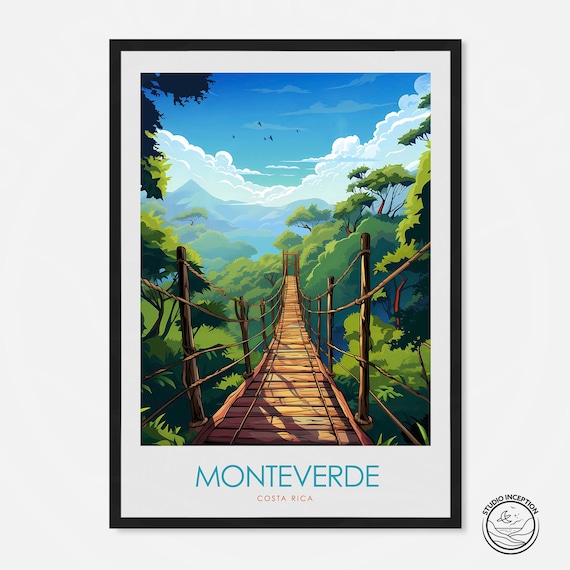 Monteverde Travel Poster, Costa Rica Cloud Forest