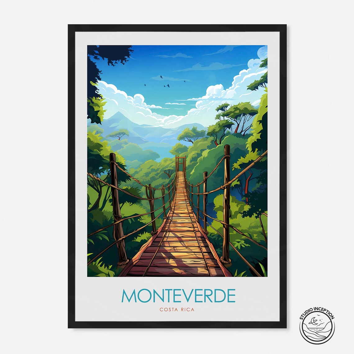Monteverde Travel Poster, Costa Rica Cloud Forest