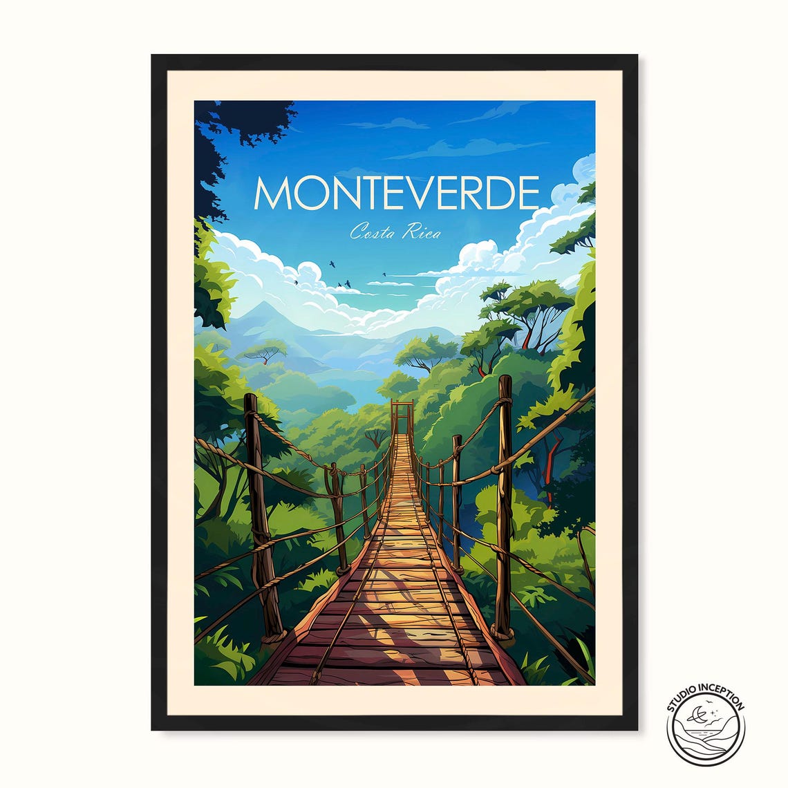 Monteverde Traditional Print Costa Rica Travel Art Poster Monteverde Forest Wall Art Santa Elena Art Costa Rica Personalised Travel Gift