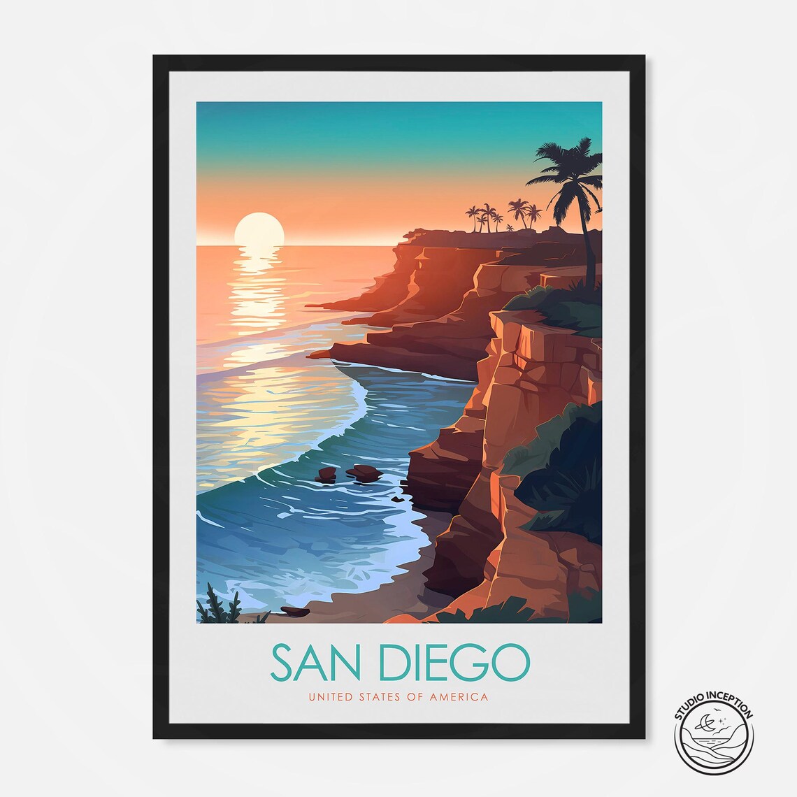 San Diego Travel Poster, Sunset Cliffs Home Decor