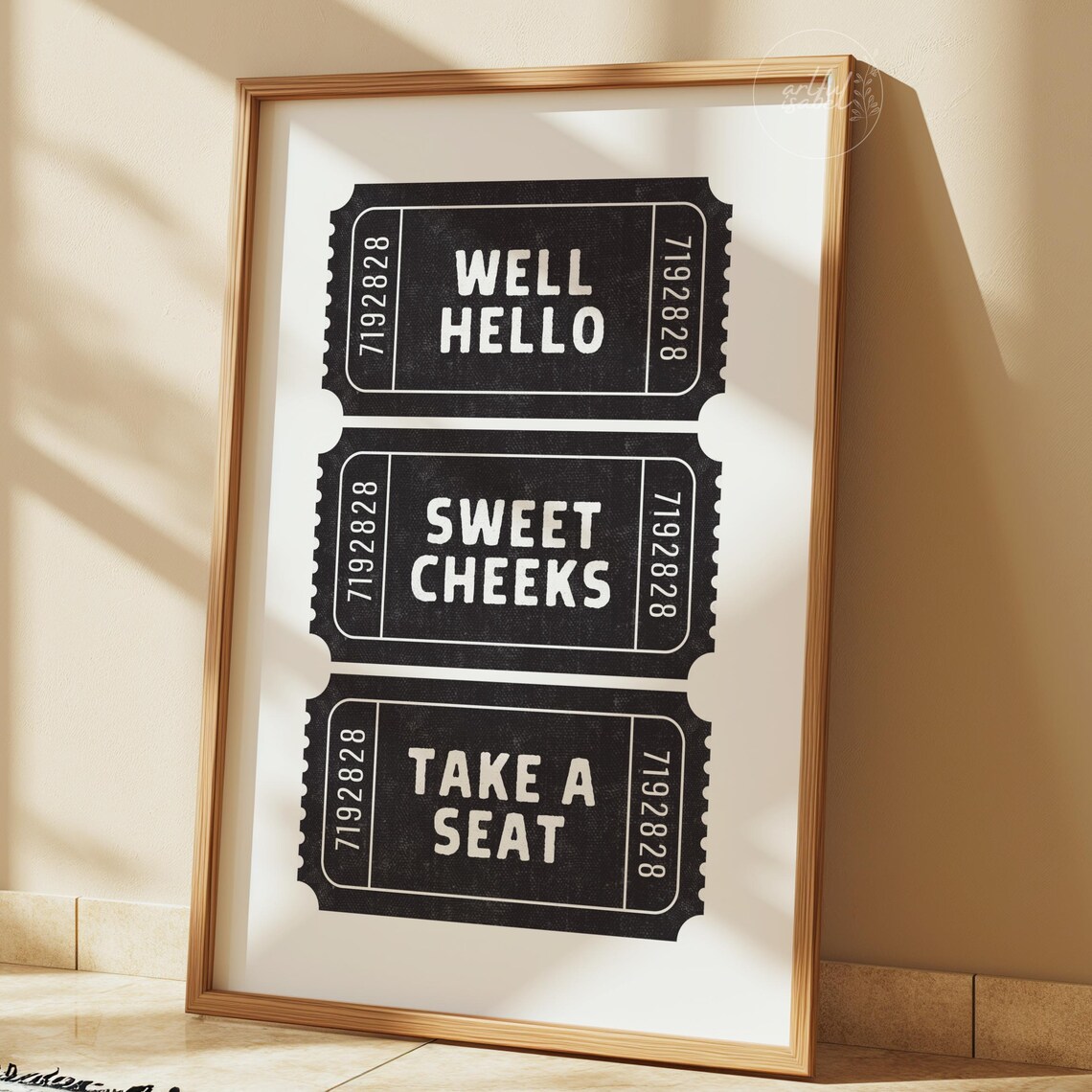 Hello Sweet Cheeks Retro Ticket Print Funny Bathroom Art Cute Toilet Decor Trendy Housewarming Gift