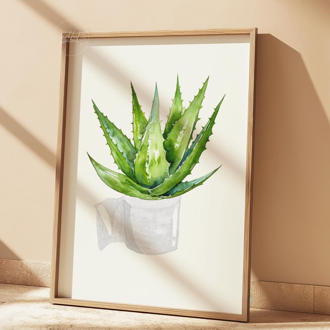 Aloe Vera Succulent Toilet Paper Roll Planter Watercolor Poster